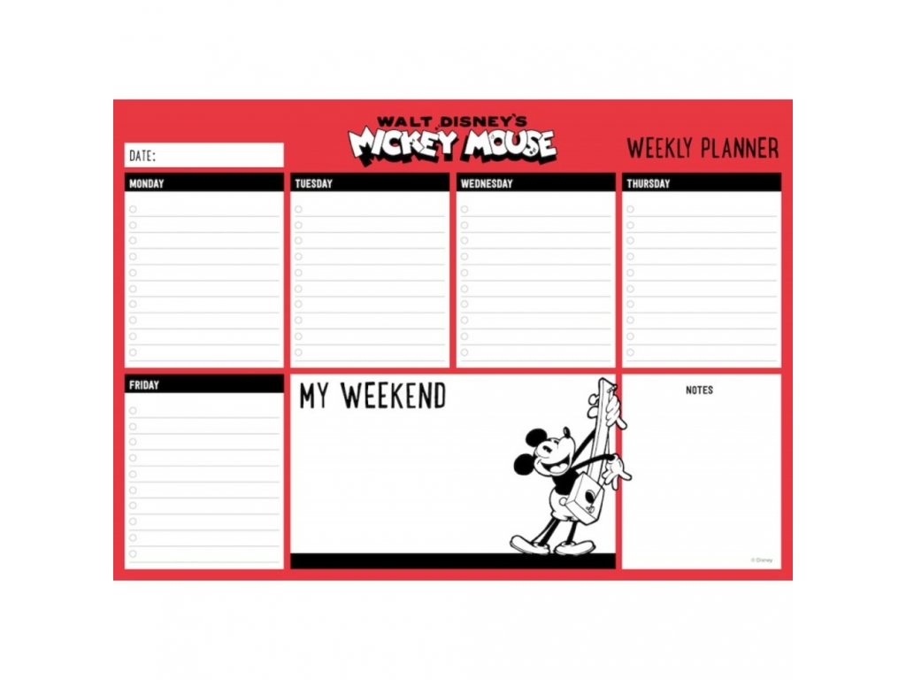 Mickey Mouse - Set zakladač,týždenný plánovač a blok PACK0139