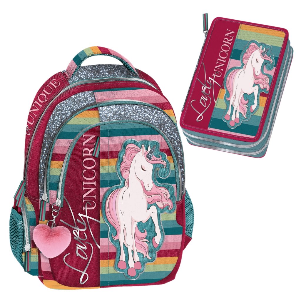 Unicorn - Set školská taška + peračník plný 23017