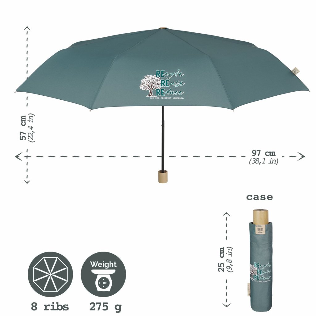 Green Basic - Dáždnik manuálny s drevenou rúčkou ♻️ 19110A