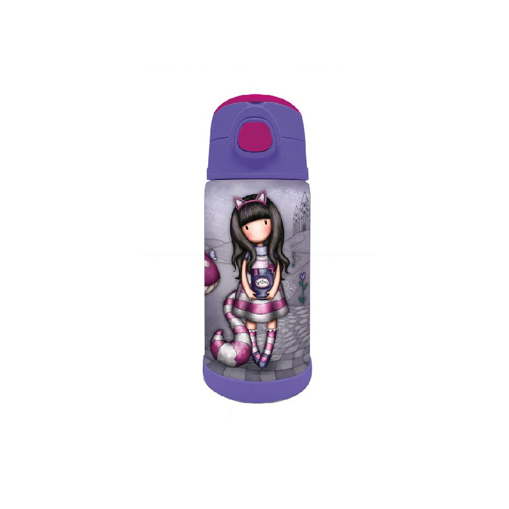 Santoro Gorjuss - Cheshire Cat - Nerezová fľaša so slamkou 450ml 237152