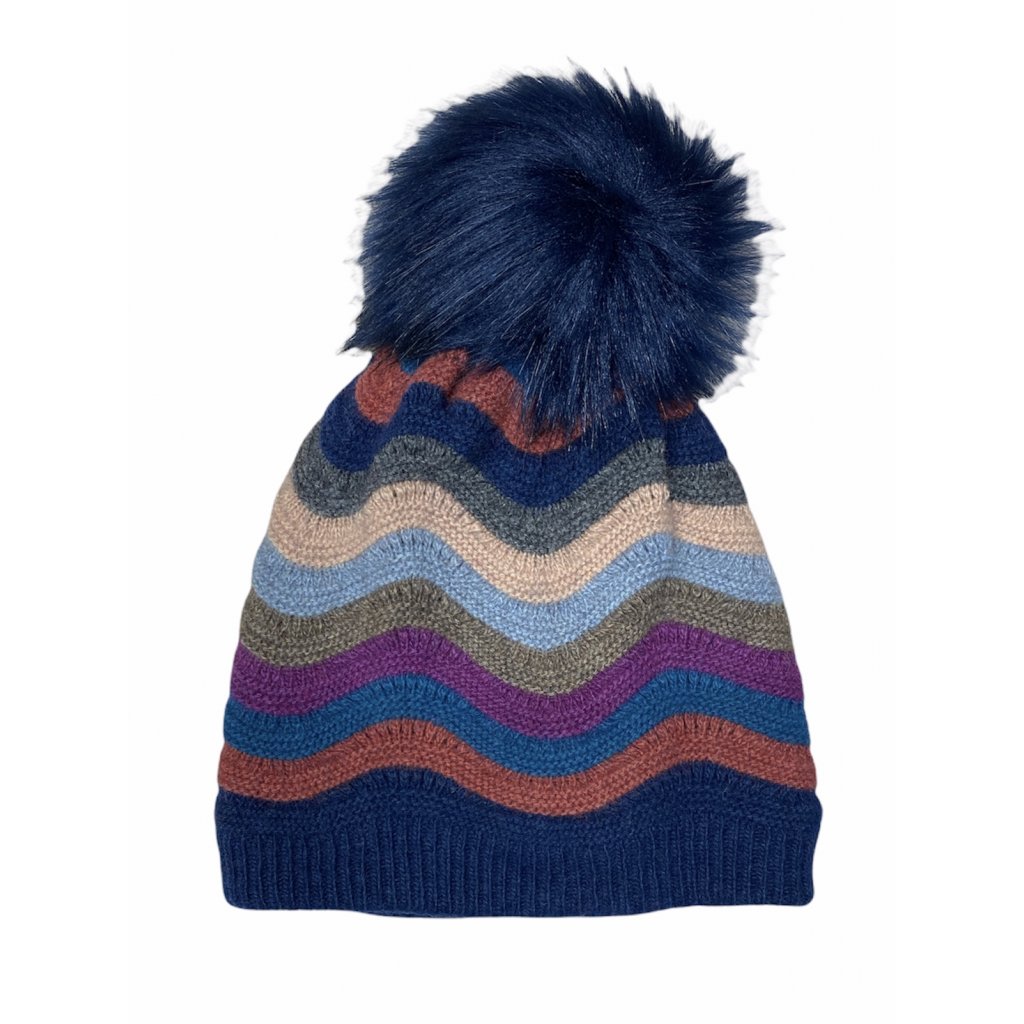 Admas - Set dámska zimná čiapka s brmbolcom, rukavice a šál modrý 59068