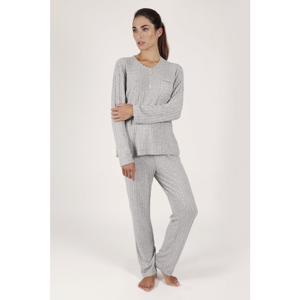 Forest - Dámske pyžamo dlhé sivé 54576-0