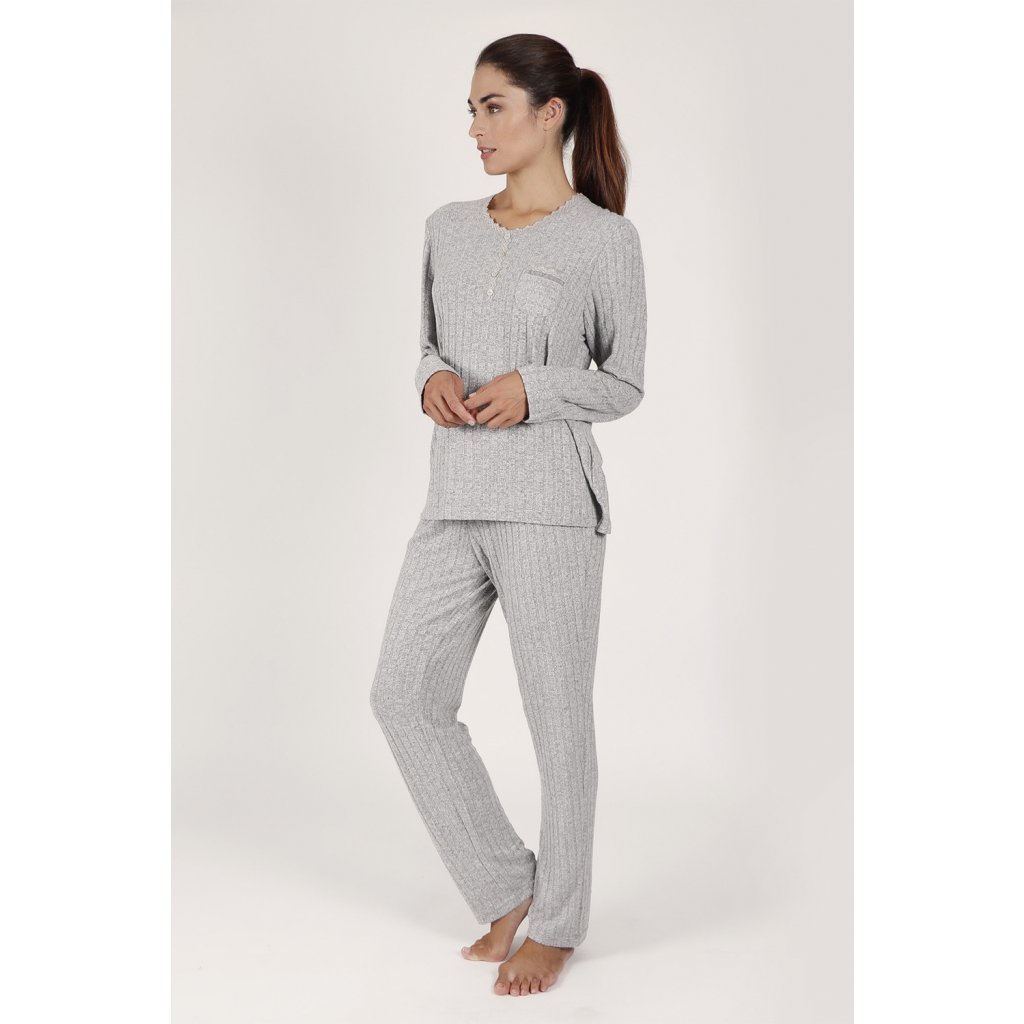 Forest - Dámske pyžamo dlhé sivé 54576-0