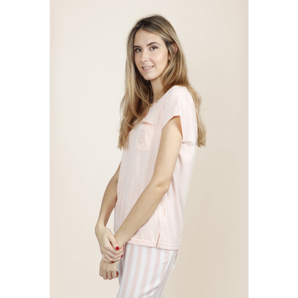 Stripes - Dámske pyžamo s dlhými nohavicami ružové 54195R