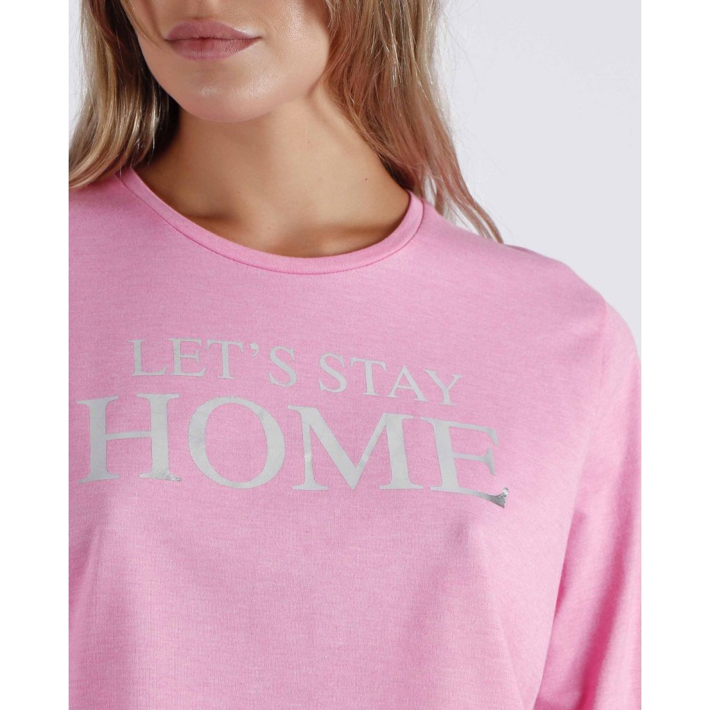 Let's Stay Home - Dámske pyžamo dlhé ružové 55903