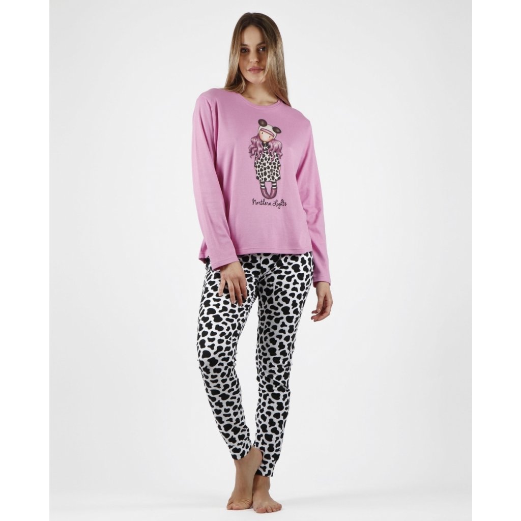 Santoro Gorjuss - Northern Lights - Dámske pyžamo dlhé ružovo-čierne 56609