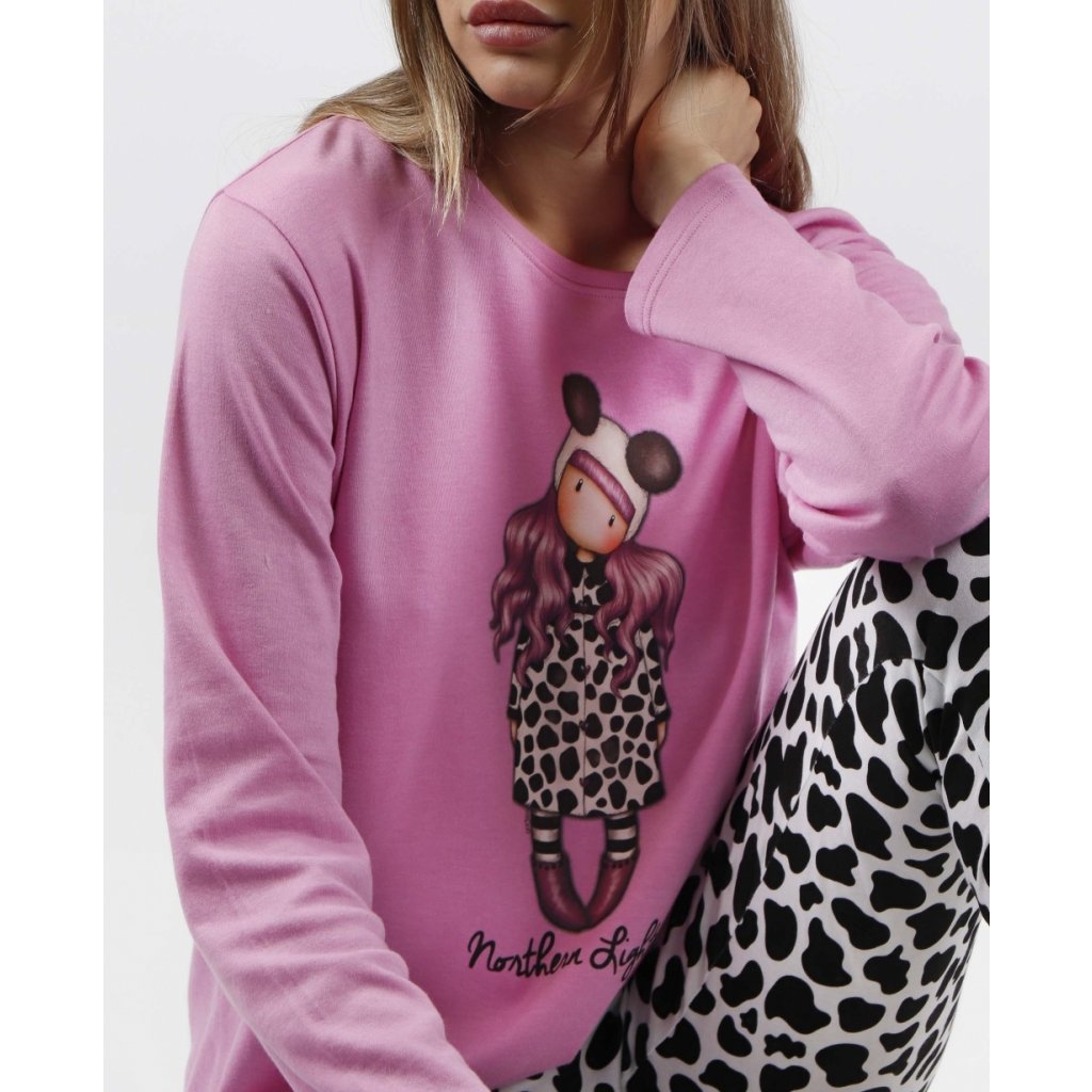 Santoro Gorjuss - Northern Lights - Dámske pyžamo dlhé ružovo-čierne 56609