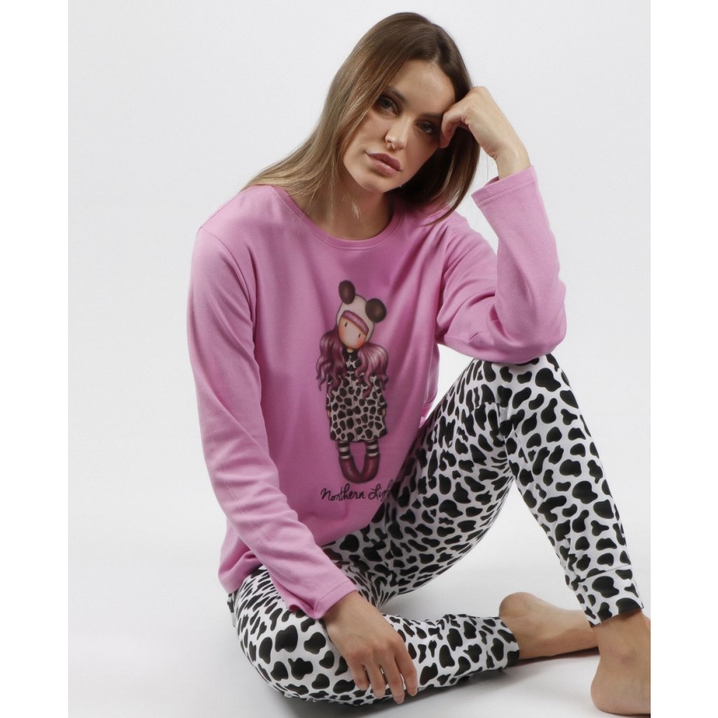 Santoro Gorjuss - Northern Lights - Dámske pyžamo dlhé ružovo-čierne 56609