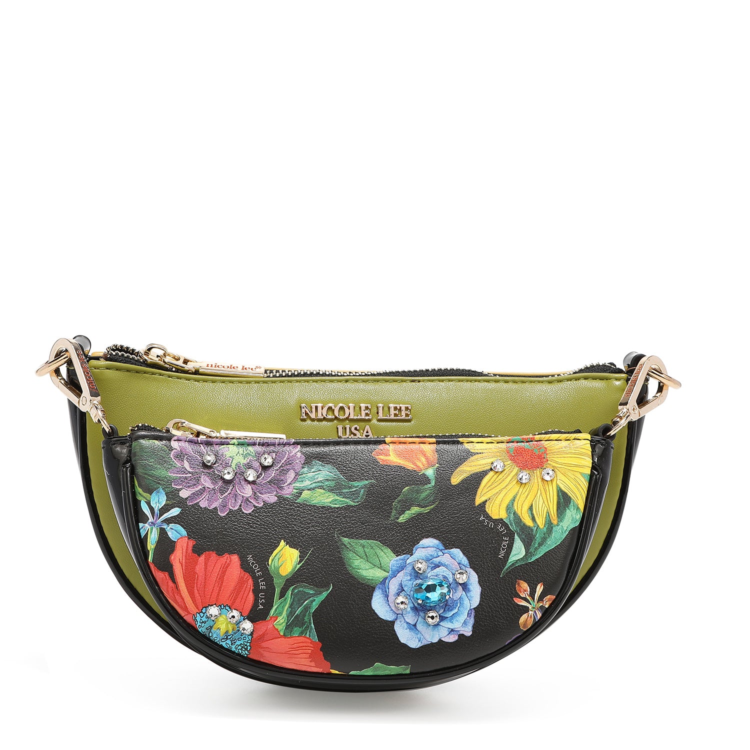 NICOLE LEE crossbody kabelka 2v1 Butter Flower Black PRT16498BFB