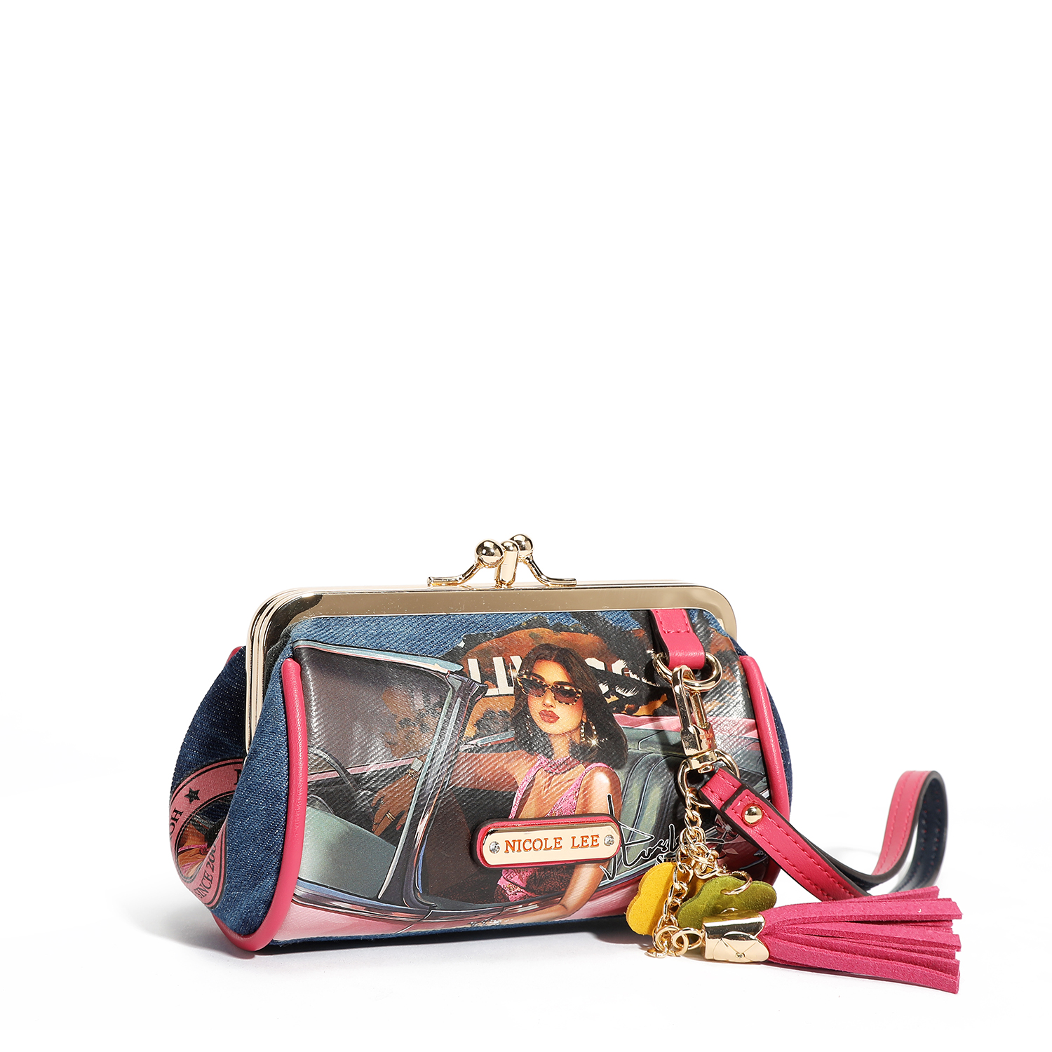 NICOLE LEE denimové kozmetické puzdro s retro sponou Hollywood Drive CP6614D-HD