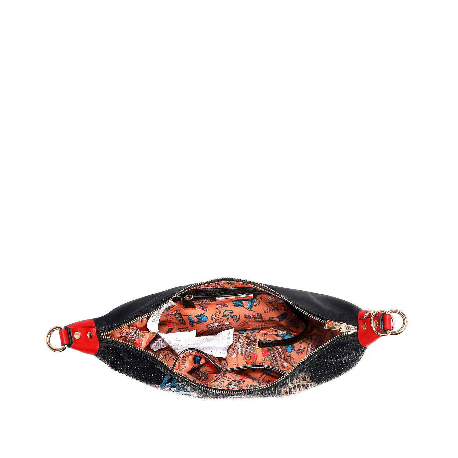 NICOLE LEE crossbody kabelka čierna so širokým popruhom Martha Travels Italy MTI17221