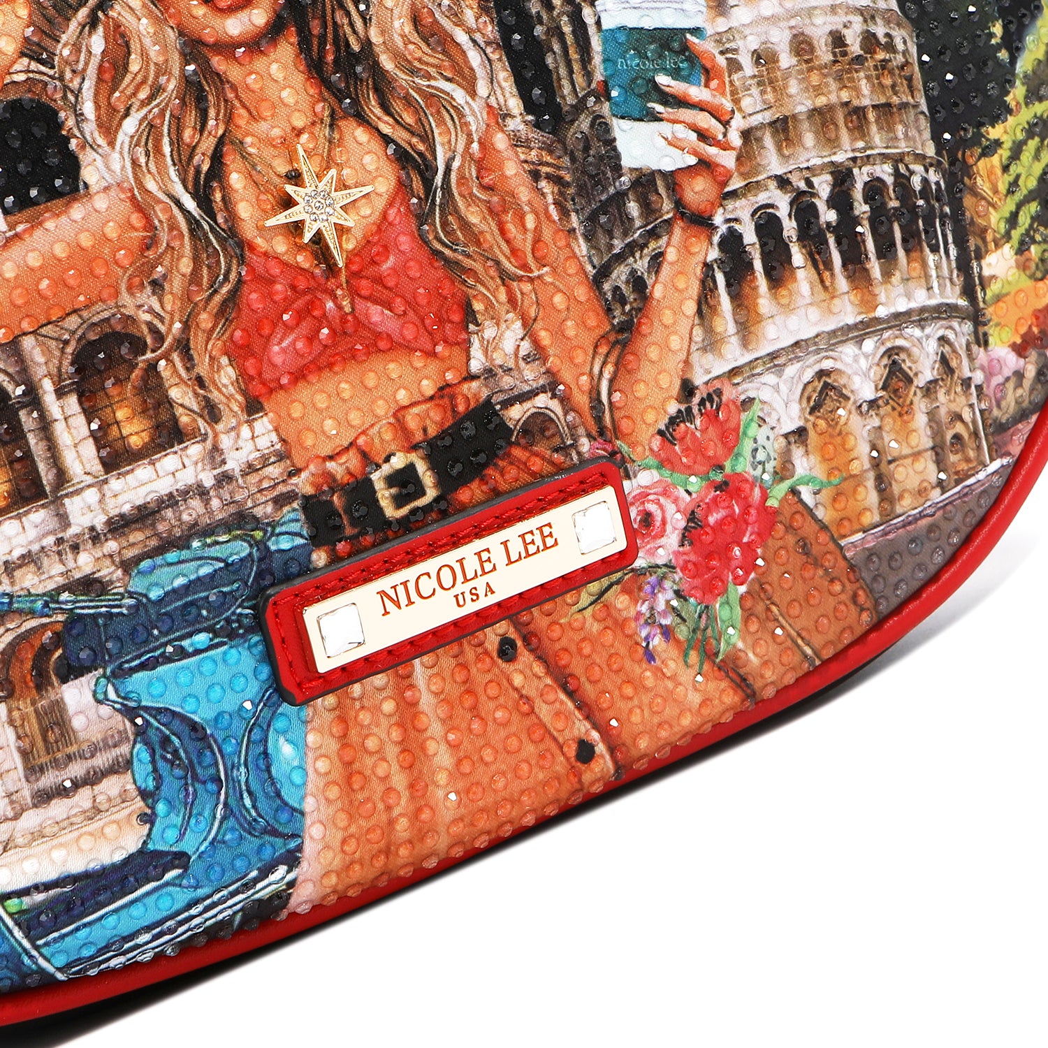 NICOLE LEE crossbody kabelka čierna so širokým popruhom Martha Travels Italy MTI17221