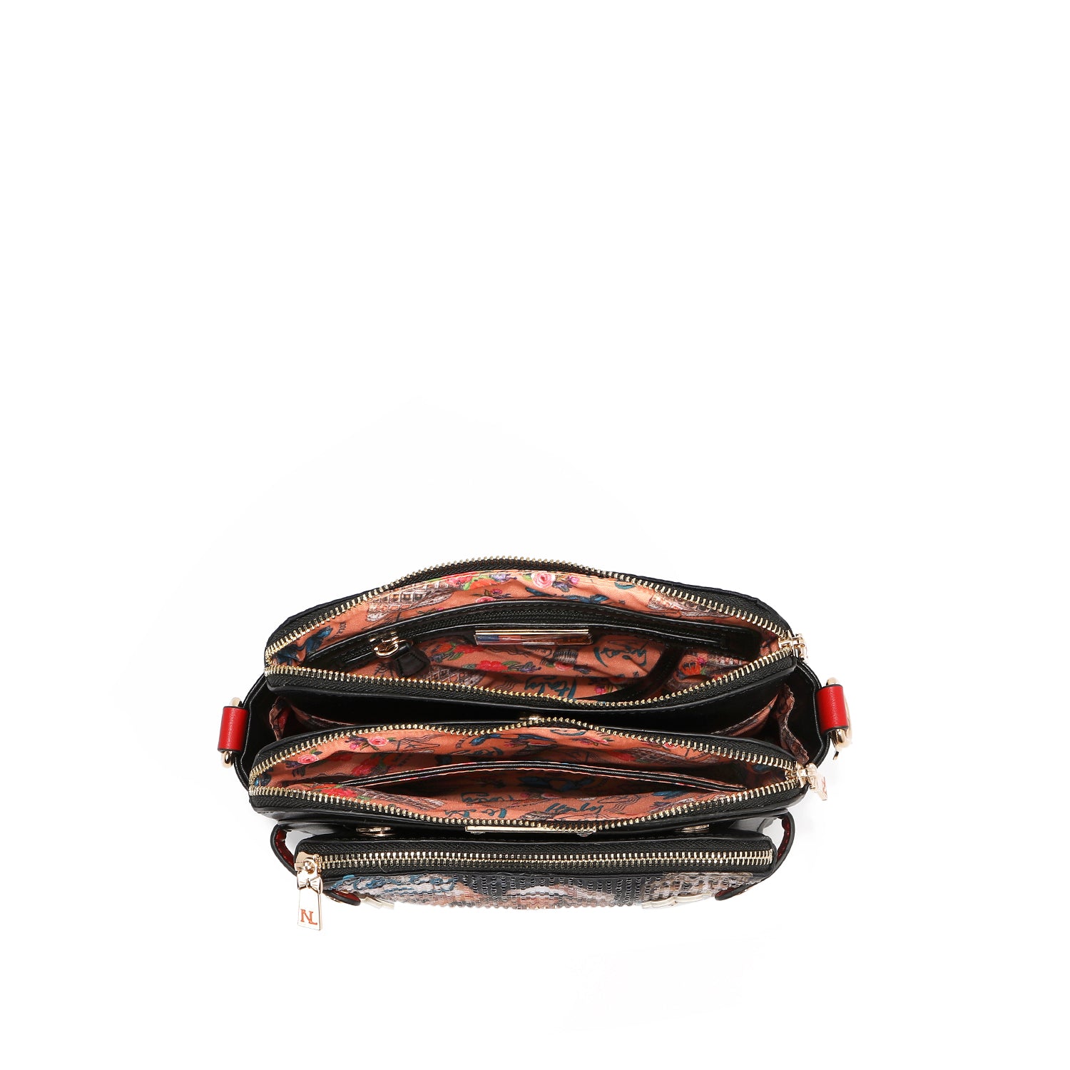 NICOLE LEE čierna crossbody kabelka s priehradkami Martha Travels Italy MTI17218