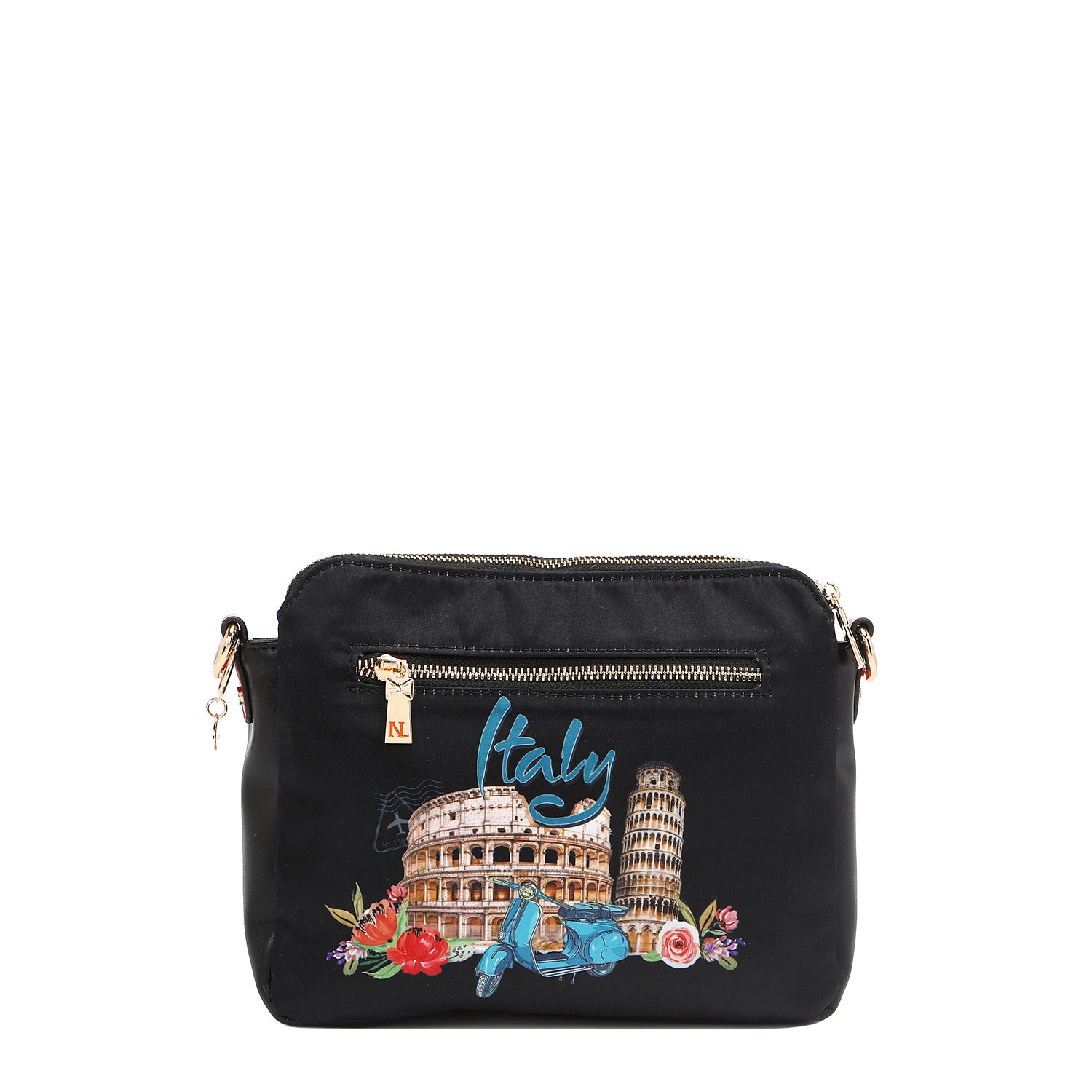 NICOLE LEE čierna crossbody kabelka s priehradkami Martha Travels Italy MTI17218