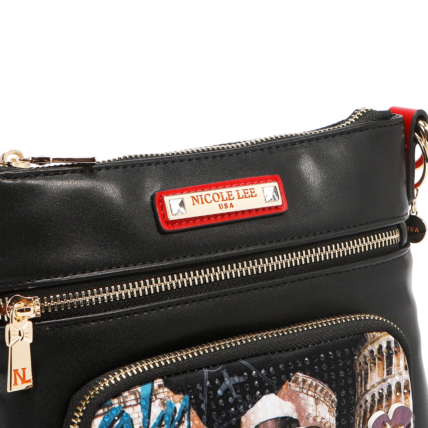 NICOLE LEE čierna crossbody kabelka so širokým popruhom Martha Travels Italy MTI17217
