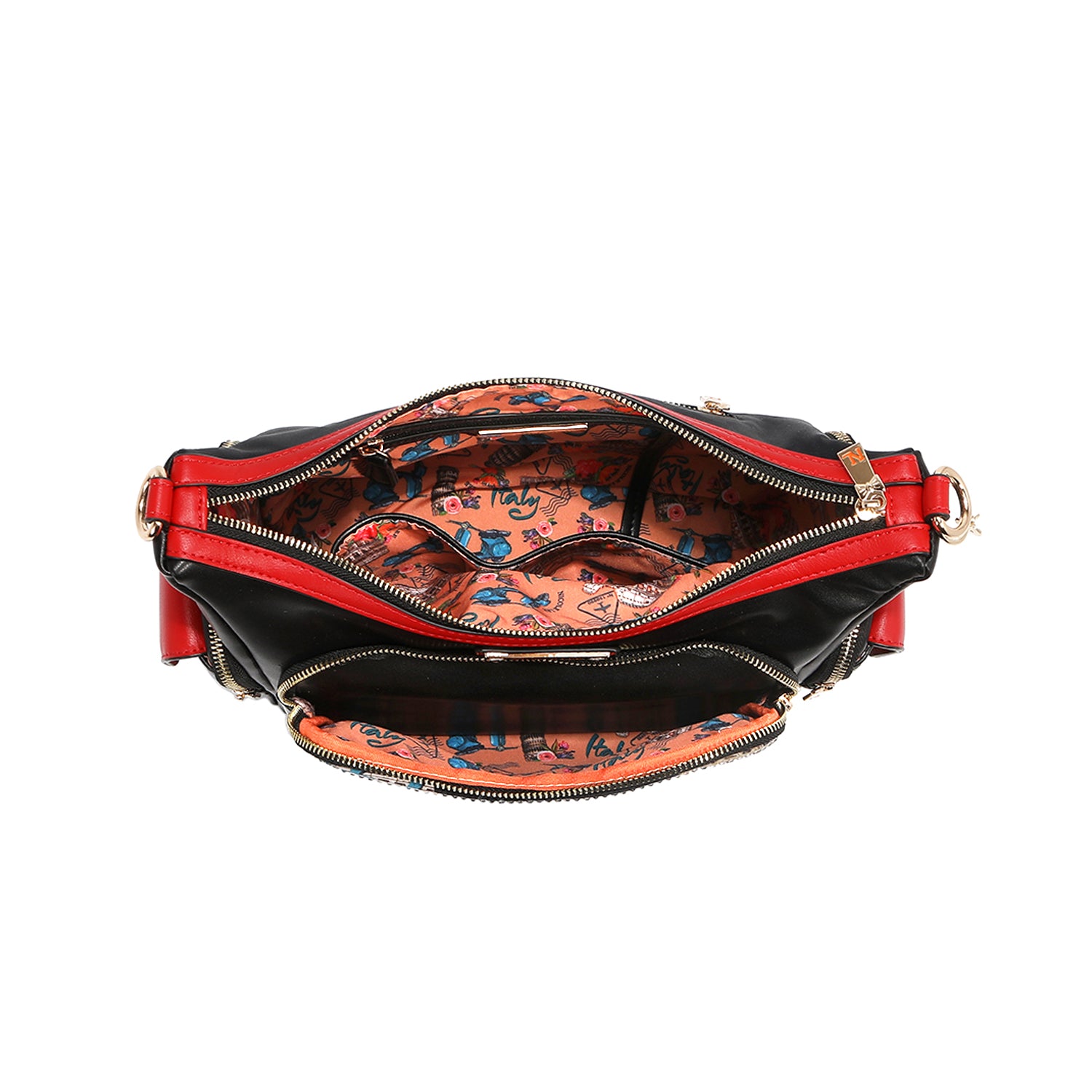 NICOLE LEE priestranná crossbody kabelka čierna Martha Travels Italy MTI17216