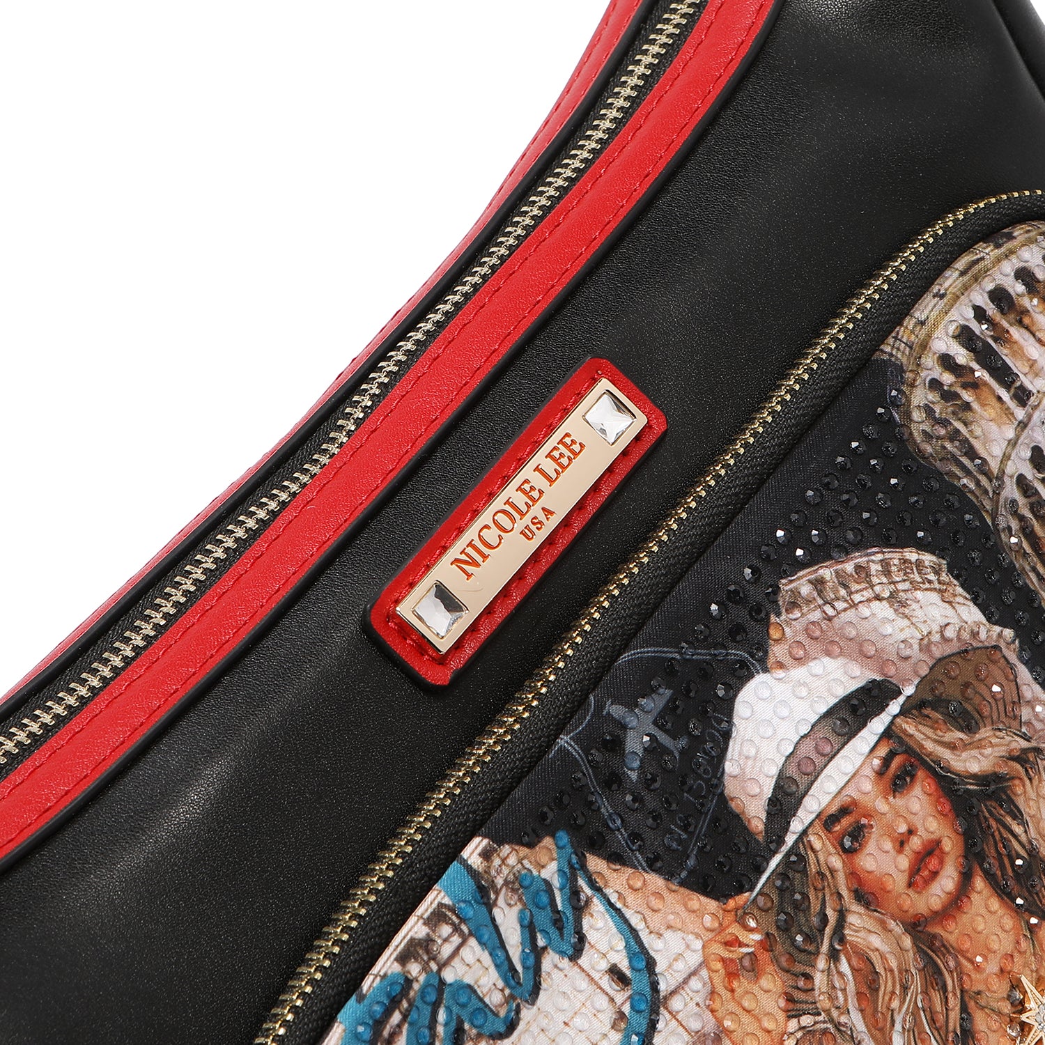 NICOLE LEE priestranná crossbody kabelka čierna Martha Travels Italy MTI17216