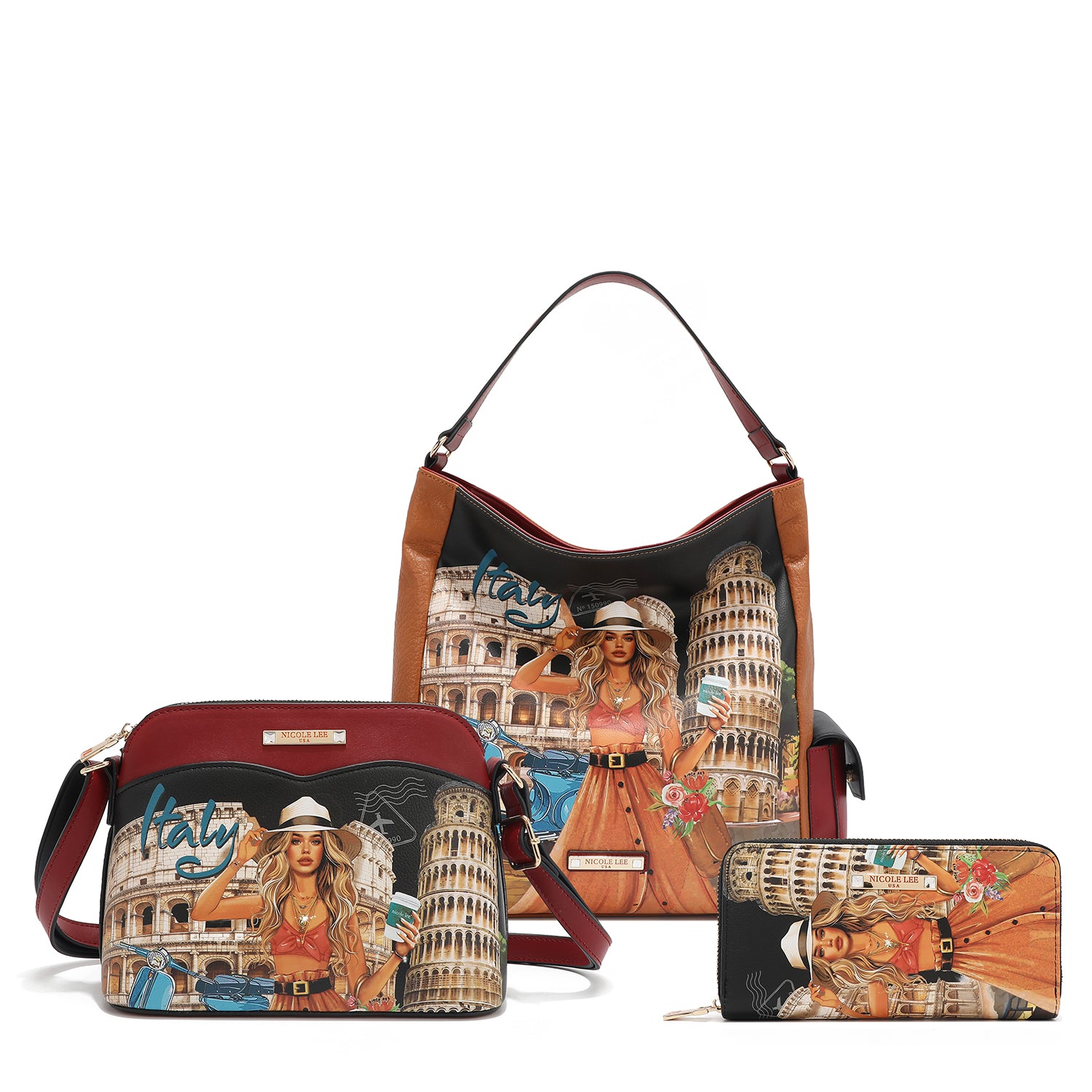 NICOLE LEE set kabeliek a peňaženka Martha Travels Italy SET17296-MTI