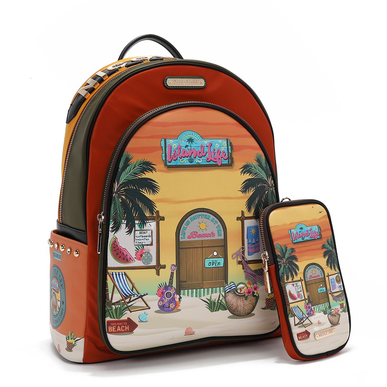 NICOLE LEE batoh maxi s puzdrom oranžový Sun & Sand BP16698-SS