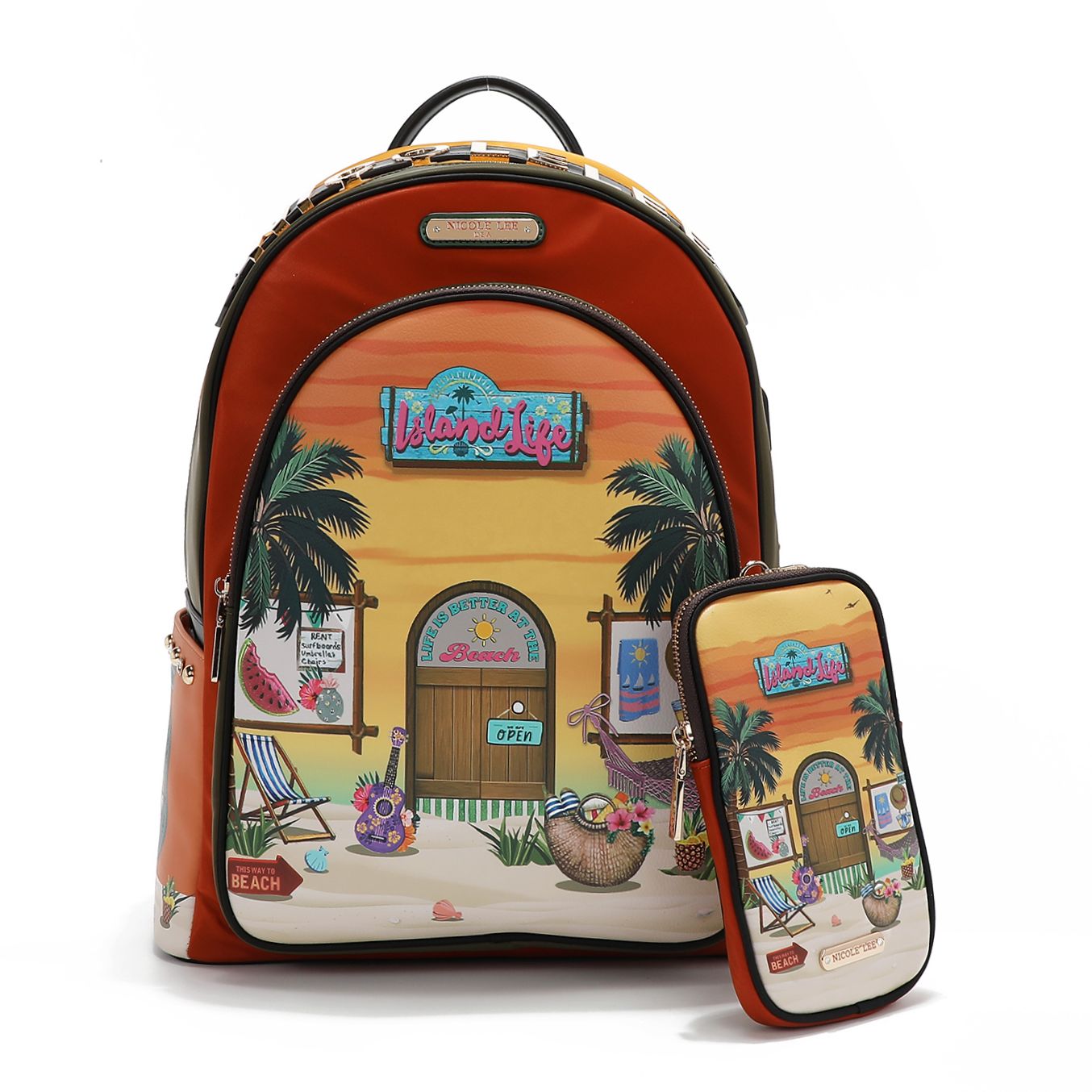NICOLE LEE batoh maxi s puzdrom oranžový Sun & Sand BP16698-SS