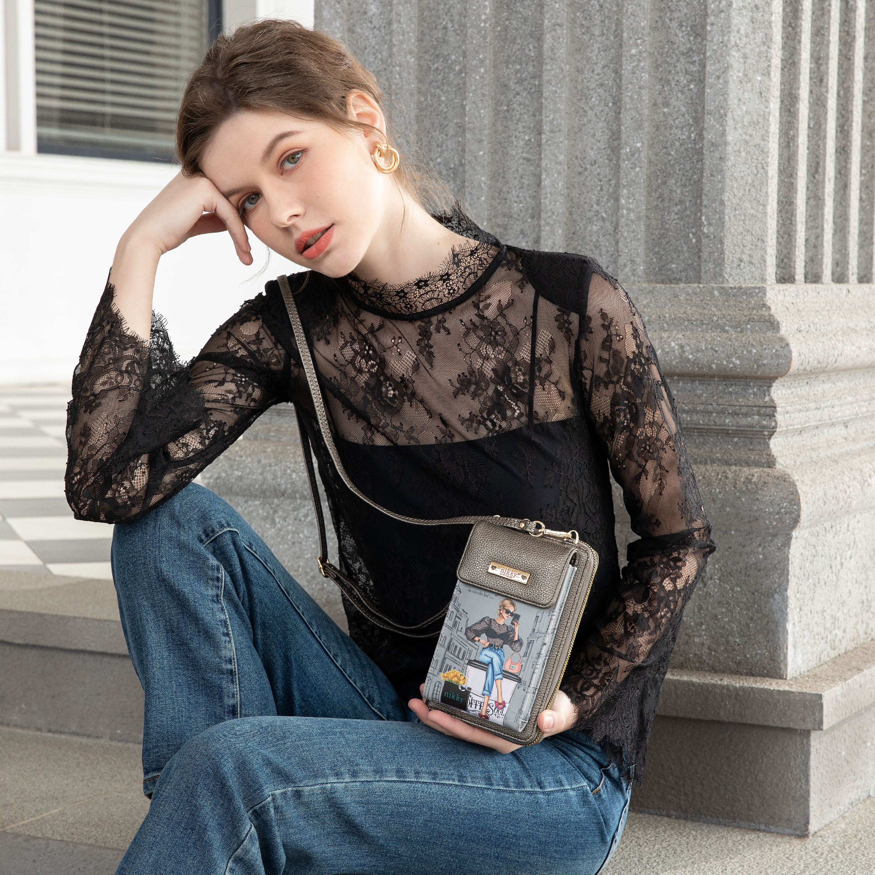 NIKKY by Nicole Lee malá crossbody kabelka a peňaženka 2v1 Urban Coffee Dream NK24002-UCD