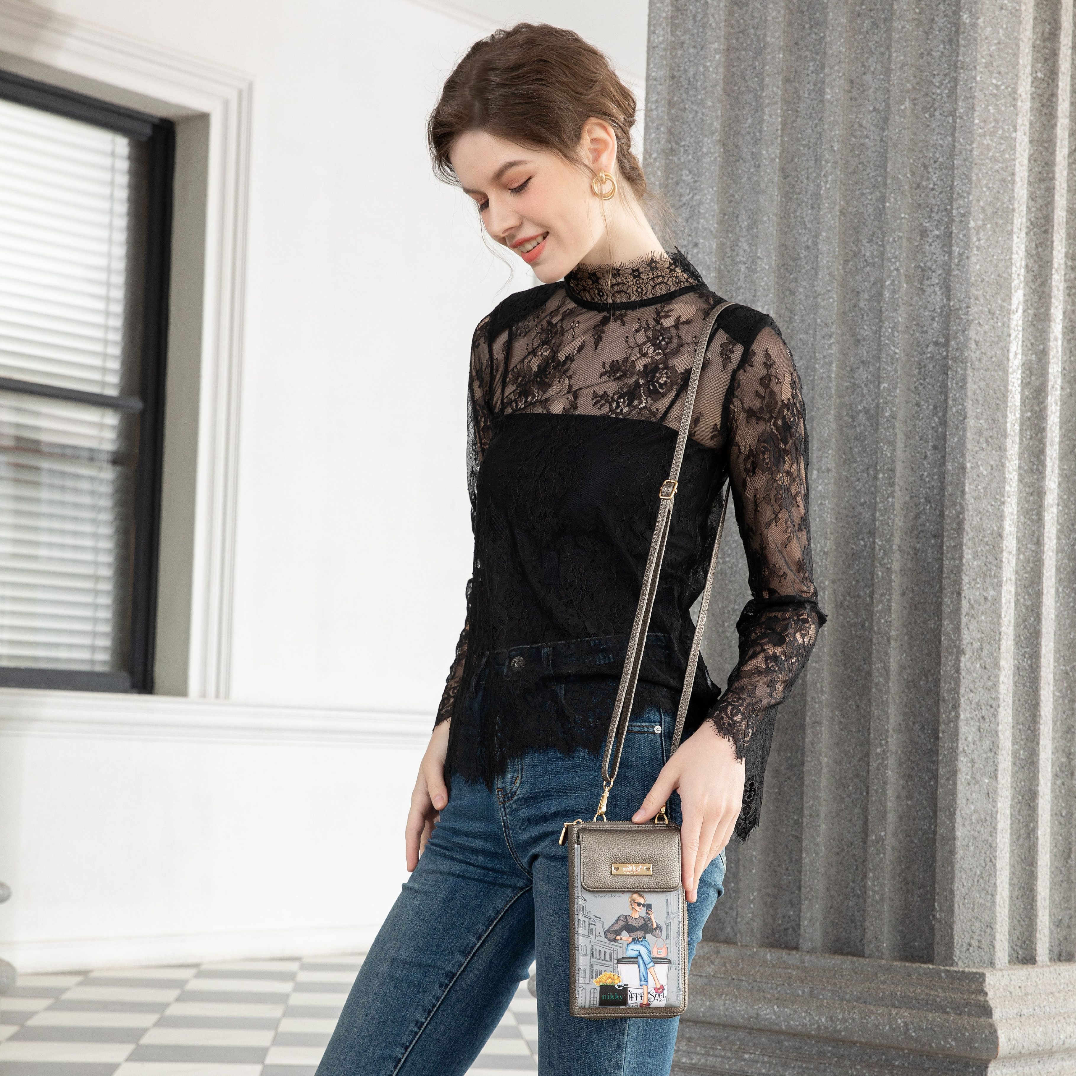 NIKKY by Nicole Lee malá crossbody kabelka a peňaženka 2v1 Urban Coffee Dream NK24002-UCD