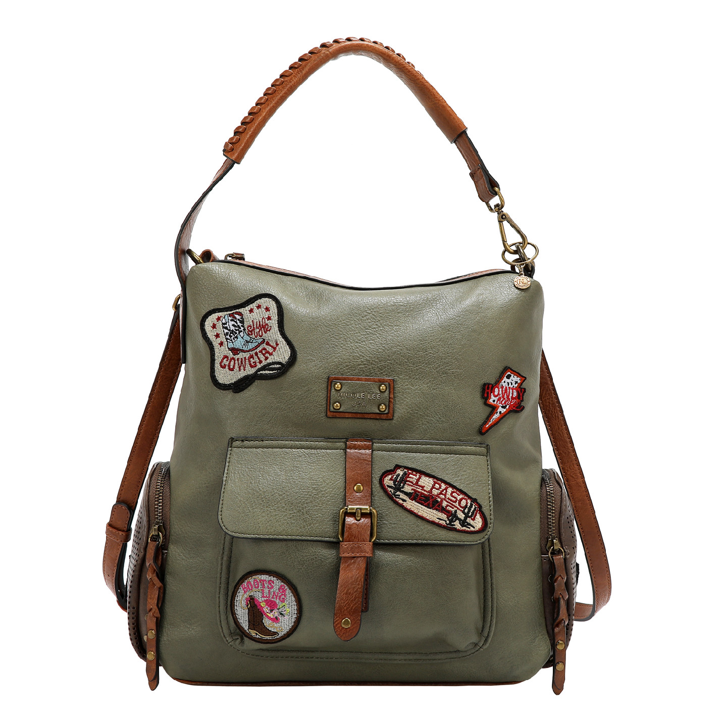 NICOLE LEE zelená dámska kabelka Vintage Patch P17468OLIVE