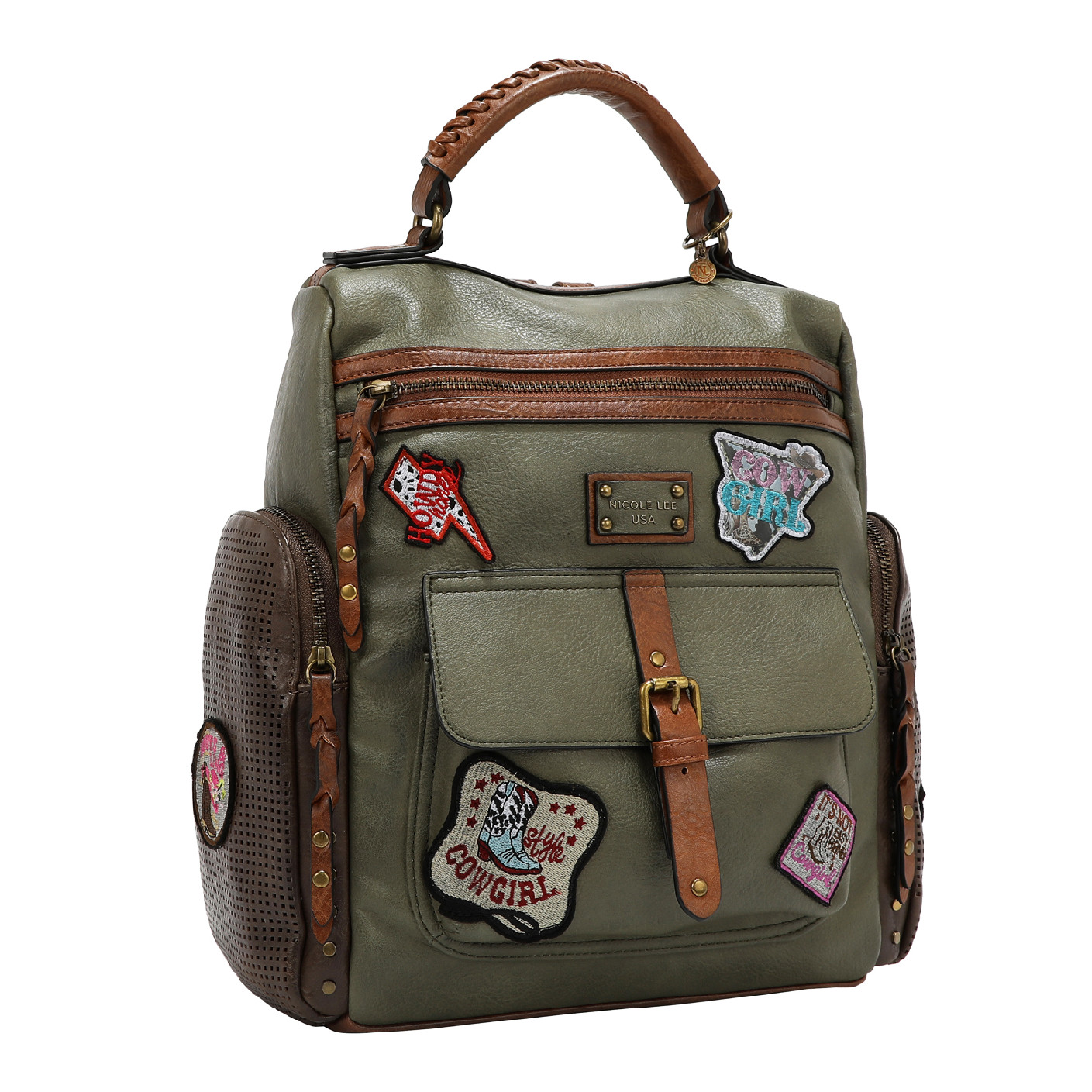 NICOLE LEE zelený dámsky batoh Vintage Patch P17467