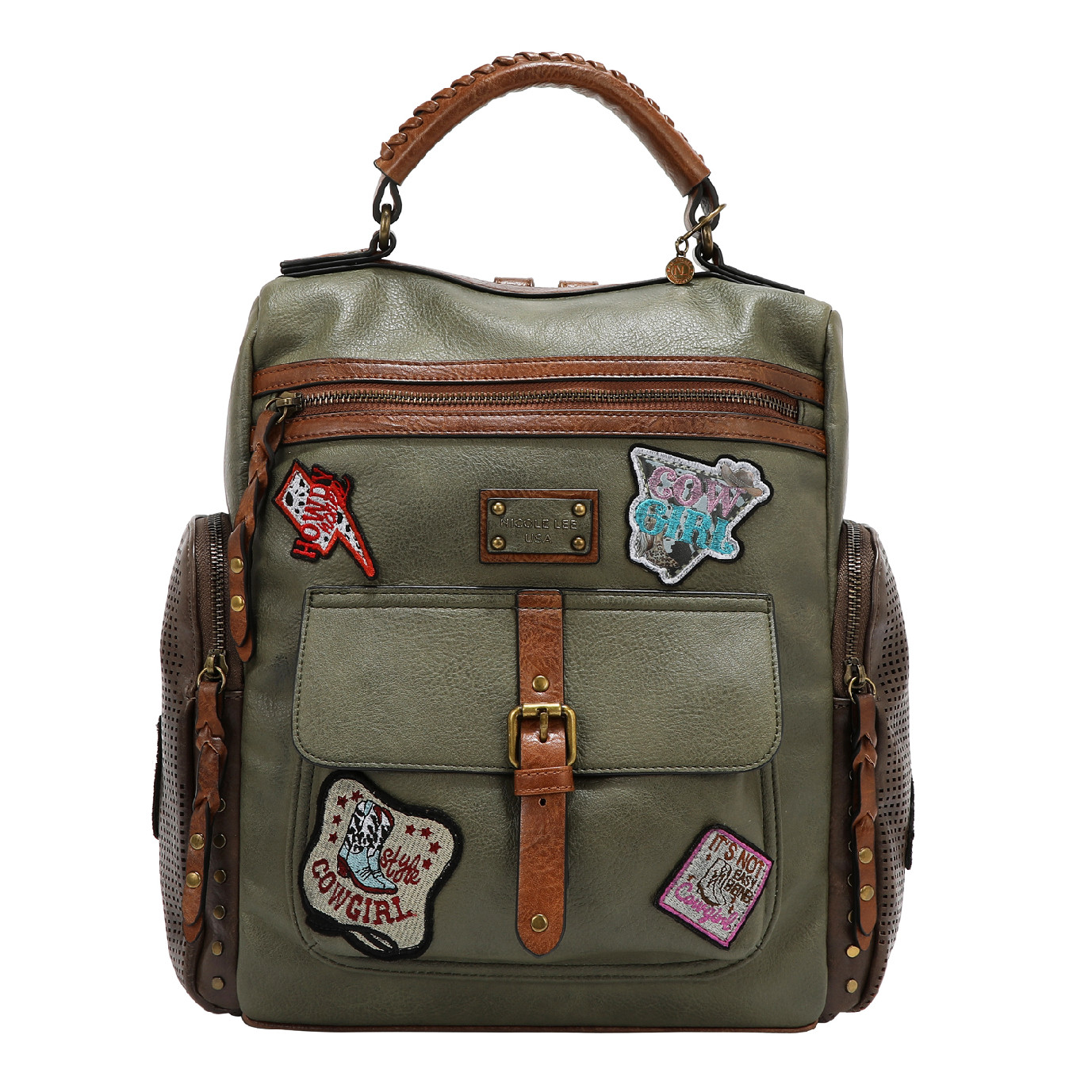 NICOLE LEE zelený dámsky batoh Vintage Patch P17467