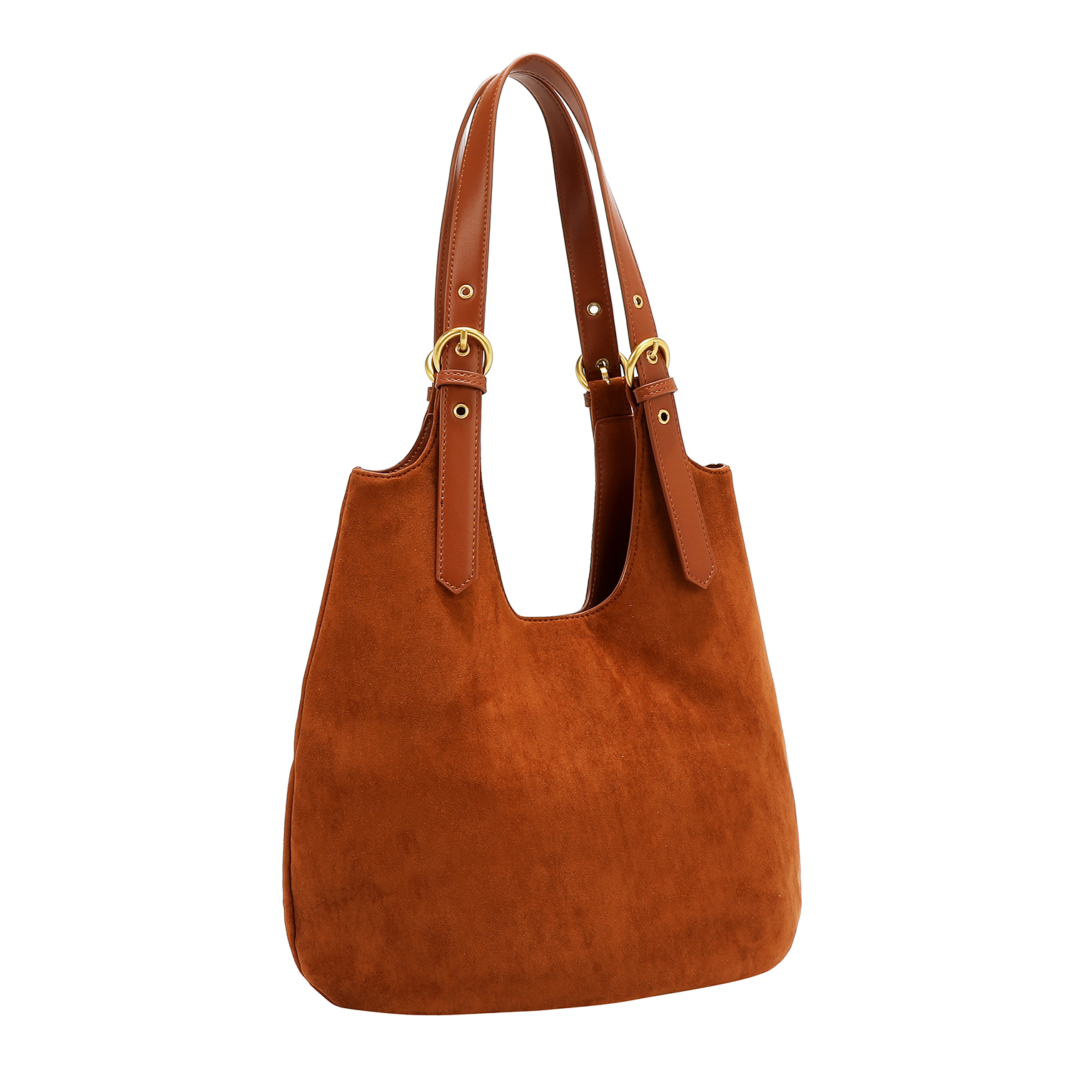 NICOLE LEE semišová kabelka na plece hnedá Floral Leaf P17500BROWN