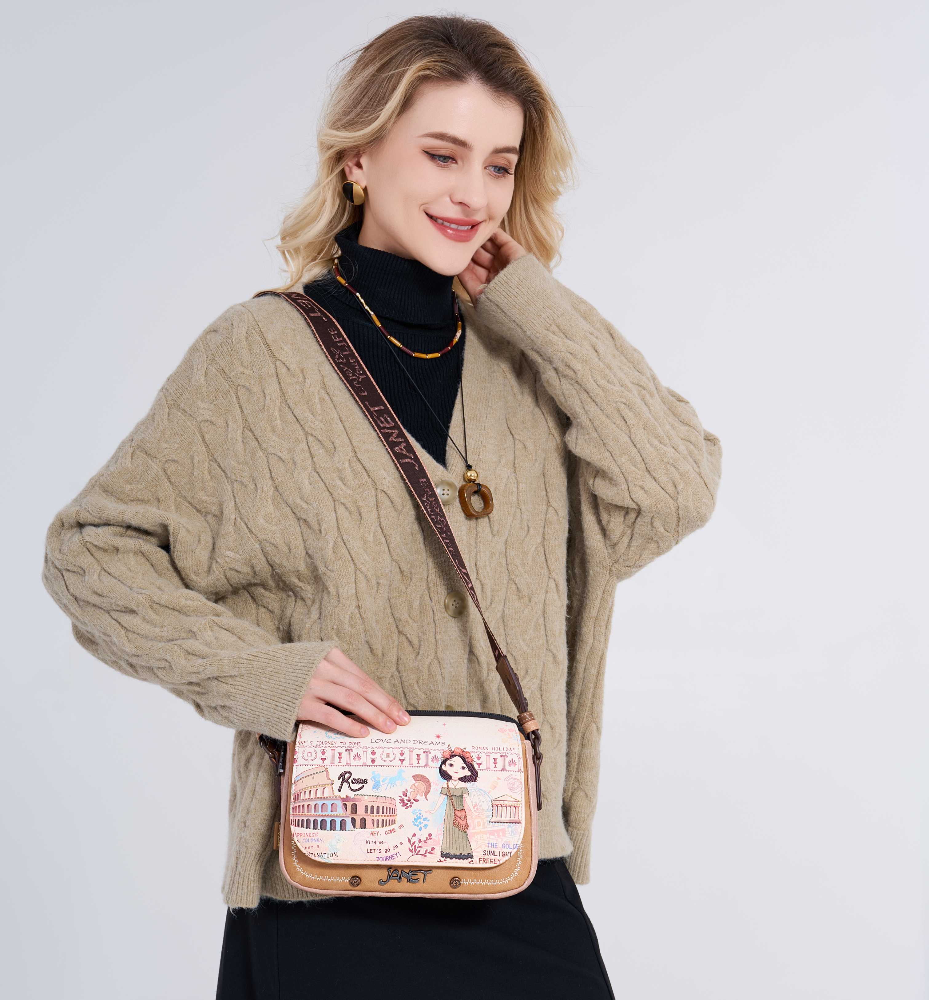 Janet Denese crossbody kabelka s preklopom Tour Of Rome J-029B